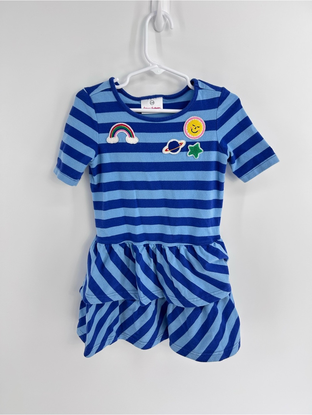 Hanna Andersson Blue Striped Girls Tiered Dress - Size 5